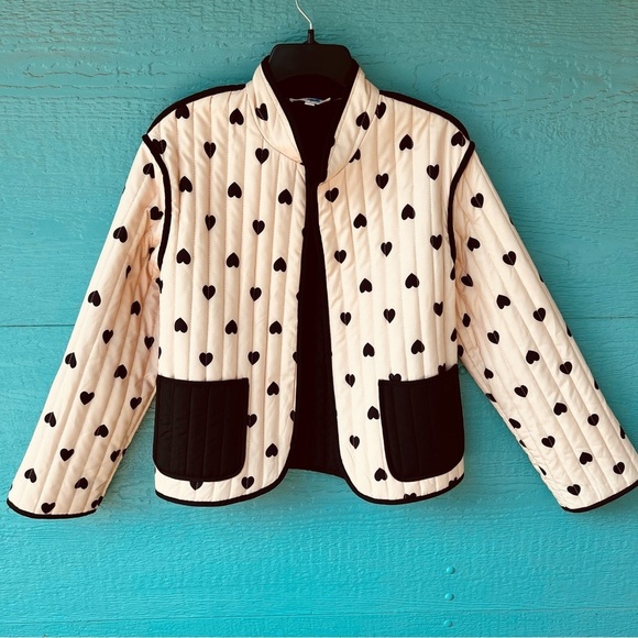 QUILTED HEART LIGHTWEIGHT OPEN PUFFER JACKET SIZE LARGE PINK BLACK - Picture 9 of 16